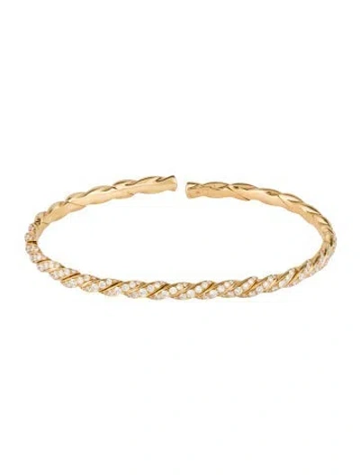 Pre-owned David Yurman 18k Diamond Sculpted Cable Flex Cuff, 6.25" In Multi