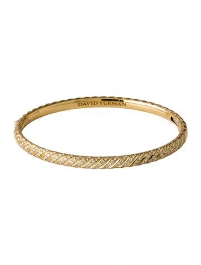 Pre-owned David Yurman 18k Diamond Sculpted Cable Hinge Bangle, 6.5" In Multi