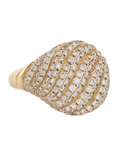 Pre-owned David Yurman 18k Diamond Sculpted Cable Ring In Multi