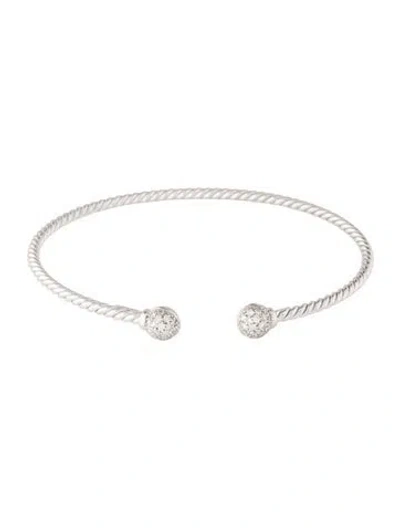 Pre-owned David Yurman 18k Diamond Solari Cablespira Cuff Bracelet, 6.25" In Multicolor