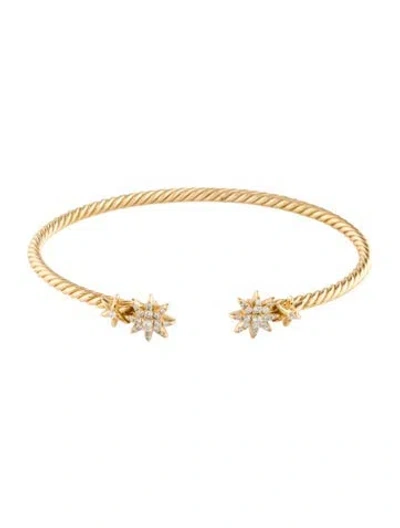 Pre-owned David Yurman 18k Diamond Starburst Cuff, 6.25" In Multi