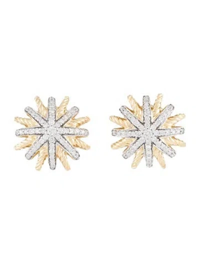 Pre-owned David Yurman 18k Diamond Starburst Earrings In Multi