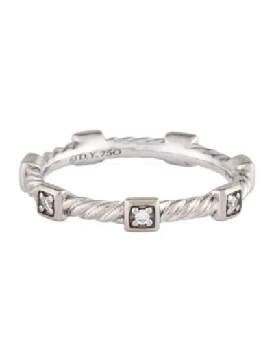 Pre-owned David Yurman 18k Diamond Stations Stack Ring In Multi