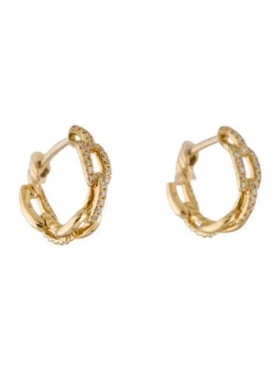 Pre-owned David Yurman 18k Diamond Stax Chain Link Huggie Earrings” In Multi