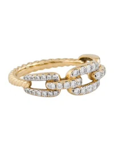 Pre-owned David Yurman 18k Diamond Stax Chain Link Ring In Multi