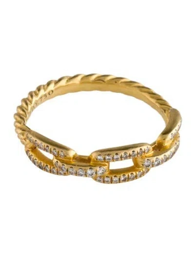 Pre-owned David Yurman 18k Diamond Stax Chain Link Ring In Multi