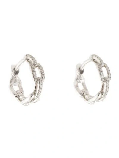 Pre-owned David Yurman 18k Diamond Stax Huggie Earrings In Multi