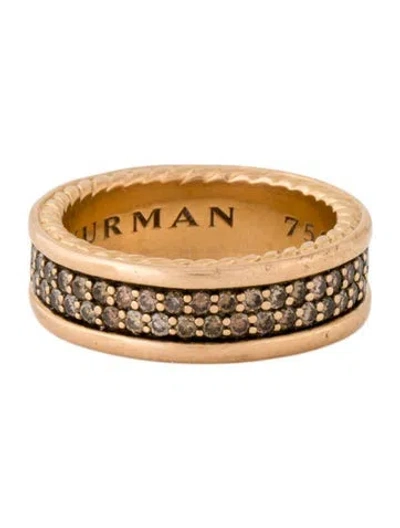Pre-owned David Yurman 18k Diamond Streamline Two Row Band Ring In Multi