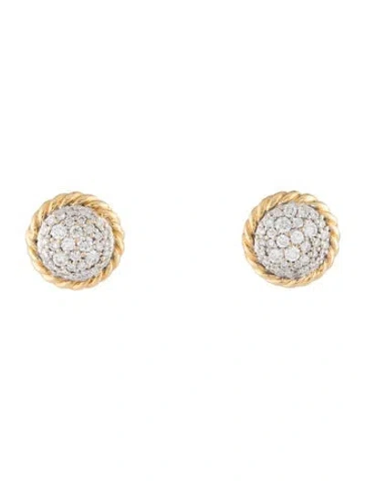 Pre-owned David Yurman 18k Diamond Stud Earring In Multicolor