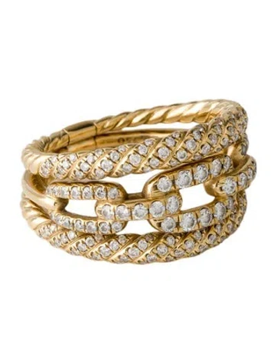 Pre-owned David Yurman 18k Diamond Three Row Stax Band In Multi