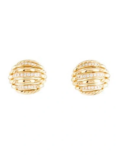 Pre-owned David Yurman 18k Diamond Tides Earrings In Multi