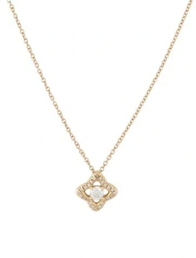 Pre-owned David Yurman 18k Diamond Venetian Quatrefoil Pendant Necklace, 20" In Multicolor
