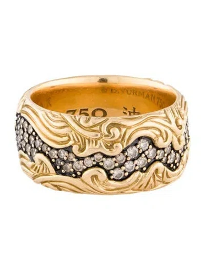 Pre-owned David Yurman 18k Diamond Waves Band In Multi