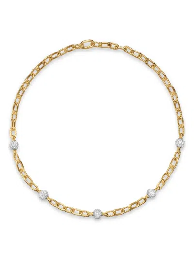 David Yurman 18k黄金 Dy Madison 珠饰钻石项链（6毫米） In Gold