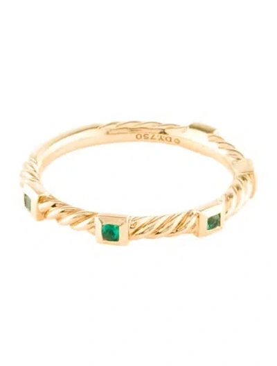 Pre-owned David Yurman 18k Emerald Stacking Band In Multi