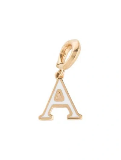 Pre-owned David Yurman 18k Enamel 'a' Charm In White