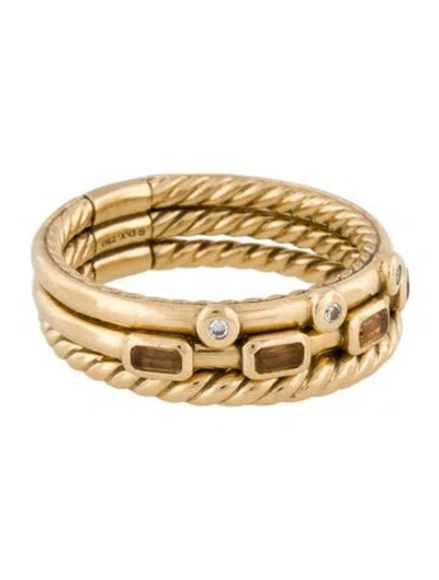 Pre-owned David Yurman 18k Garnet & Diamond Novella 3-row Ring In Multi