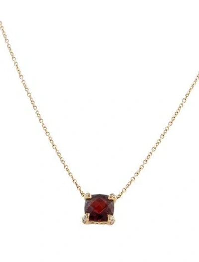 Pre-owned David Yurman 18k Garnet & Diamond Petite Chatelaine Pendant Necklace, 18" In Multi
