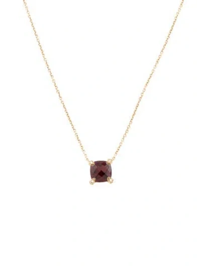 Pre-owned David Yurman 18k Garnet & Diamond Petite Chatelaine Pendant Necklace, 18.25" In Multi