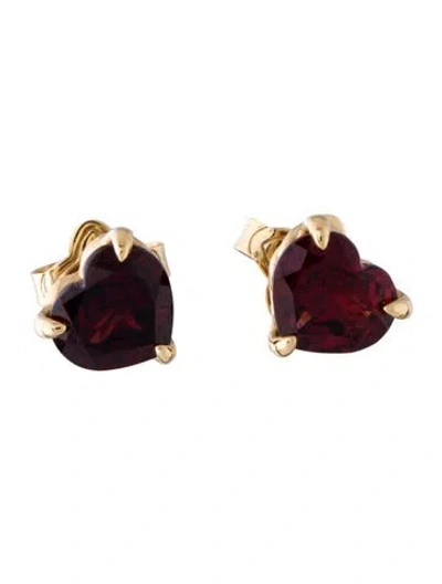 Pre-owned David Yurman 18k Garnet Chatelaine Heart Stud Earrings In Multi