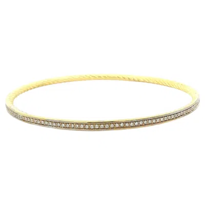 Pre-owned David Yurman 18k Gold 1.1ctw Diamond Infinity Cable Slip On Bangle Bracelet In Multi