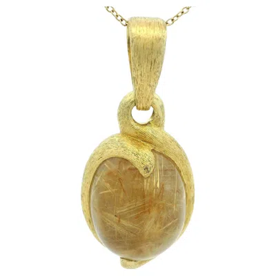 Pre-owned David Yurman 18k Gold Brazilian Rutilated Quartz Pendant, Contemporary In Multi