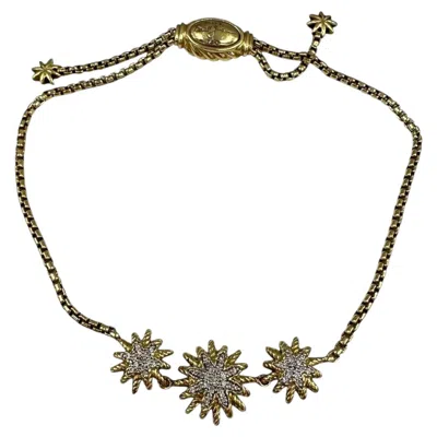 Pre-owned David Yurman 18k Gold Diamond Starburst Bracelet 0.15ct 8.75 Inch In Multi