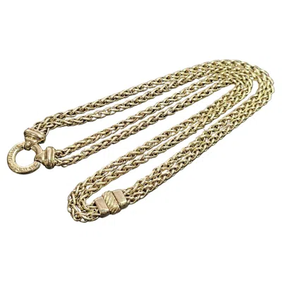 Pre-owned David Yurman 18k Gold Necklace Double Wheat Chain Donut Pendant 20" Heavy 93.4g In Multi