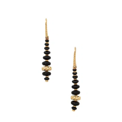 David Yurman 18k Gold Onyx Rio Rondelle Drop Earrings In Multi