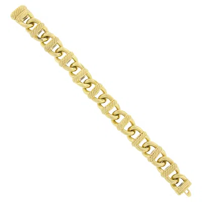 Pre-owned David Yurman 18k Gold Open Cable Link Chain Bracelet W/ Twisted Wire In Multi