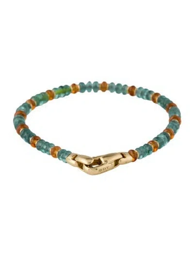 Pre-owned David Yurman 18k Indicolite & Mandarin Garnet Spiritual Bead Bracelet, 6.75" In Multicolor