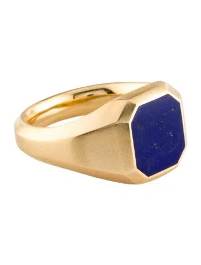 Pre-owned David Yurman 18k Lapis Lazuli Streamline Signet Ring In Multi