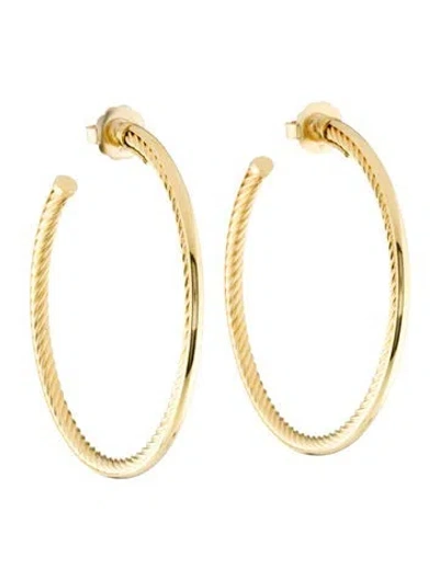 Pre-owned David Yurman 18k Large Classic Cable Hoop Earrings In Multi