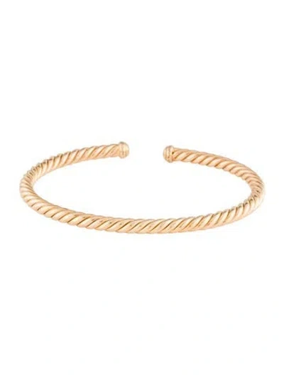 Pre-owned David Yurman 18k Modern Oval Cablespira® Cuff Bracelet, 6.5" In Multi