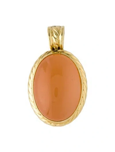 Pre-owned David Yurman 18k Moonstone Pendant, 1" In Multicolor