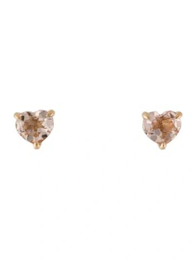 Pre-owned David Yurman 18k Morganite Chatelaine® Heart Stud Earrings In Multicolor