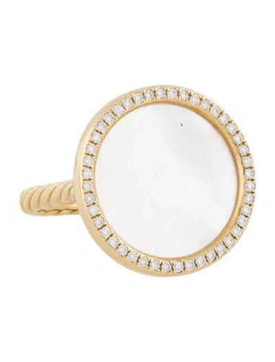 Pre-owned David Yurman 18k Mother Of Pearl & Diamond Elements Cocktail Ring In Multicolor