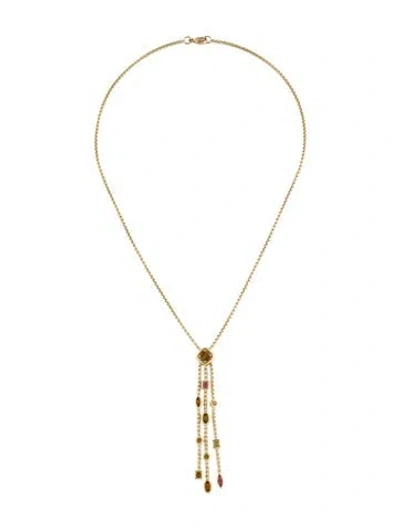 Pre-owned David Yurman 18k Multicolor Tourmaline Confetti Lavalier Necklace, 15.5"