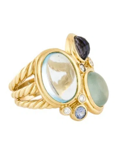 Pre-owned David Yurman 18k Multistone & Diamond Mosaic Cocktail Ring
