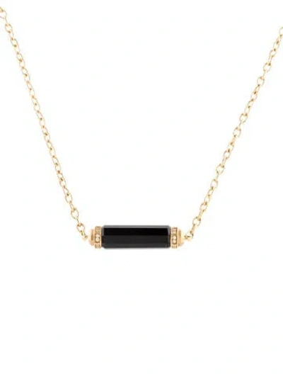 Pre-owned David Yurman 18k Onyx & Diamond Barrels Pendant Necklace, 16.75" In Multi