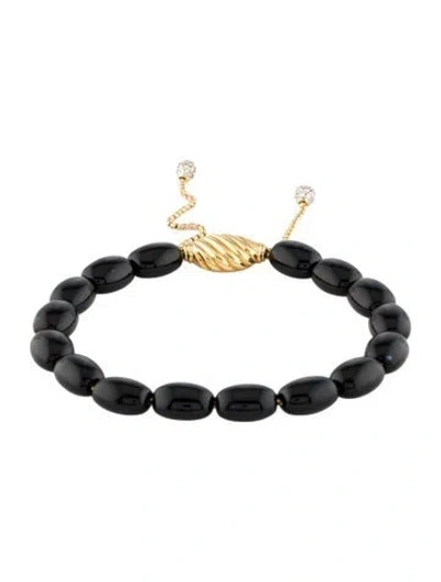 Pre-owned David Yurman 18k Onyx & Diamond Bijoux Bead Bracelet, 9" In Multi