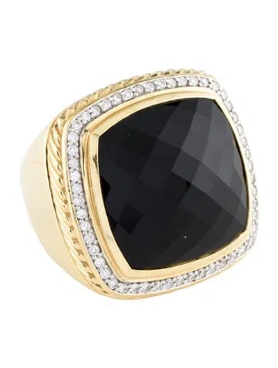 Pre-owned David Yurman 18k Onyx & Diamond Cocktail Ring In Multi