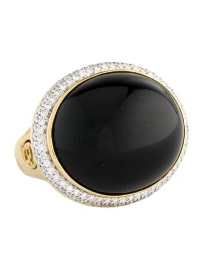 Pre-owned David Yurman 18k Onyx & Diamond Cocktail Ring In Multi