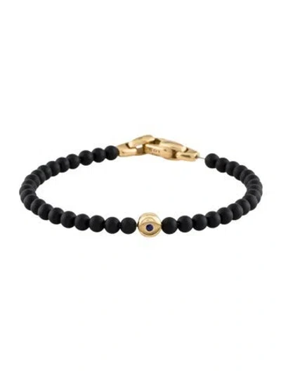 Pre-owned David Yurman 18k Onyx & Sapphire Spiritual Beads Evil Eye Bracelet, 7" In Multi