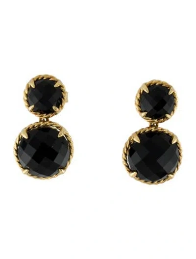 Pre-owned David Yurman 18k Onyx Chatelaine Double Drop Earrings In Multicolor