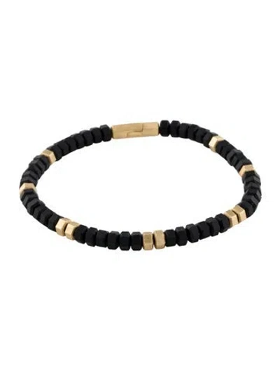 Pre-owned David Yurman 18k Onyx Hex Bead Bracelet, 8" In Multi