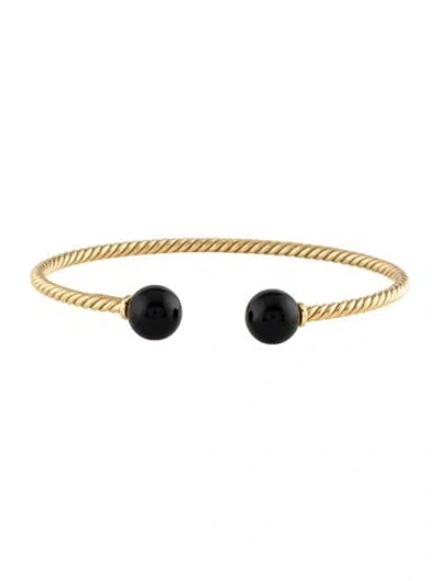 Pre-owned David Yurman 18k Onyx Solari Cablespira Cuff Bracelet, 6.25" In Multi