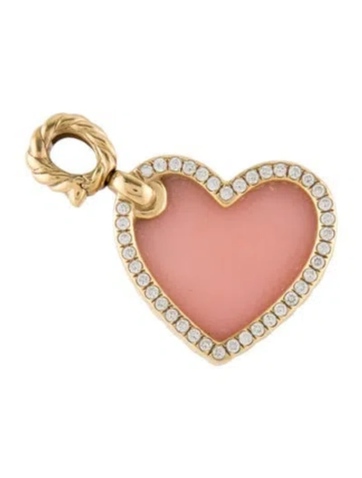 Pre-owned David Yurman 18k Opal & Diamond Elements Heart Pendant In Multi