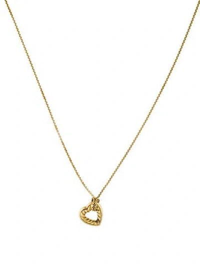 Pre-owned David Yurman 18k Open Heart Cable Pendant Necklace, 16.5" In Multi