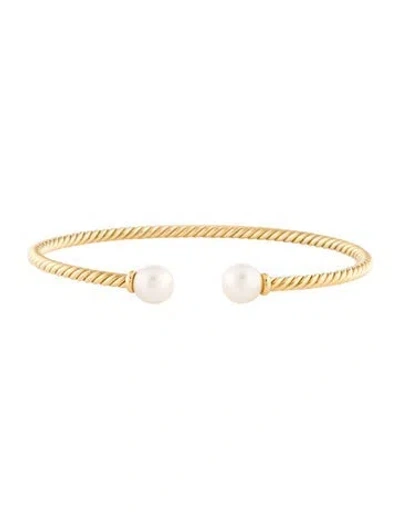 Pre-owned David Yurman 18k Pearl Cablespira Cuff, 6.25" In Multi